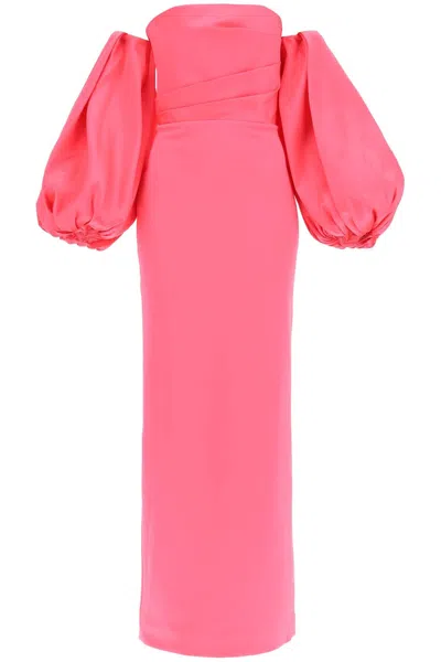 Shop Solace London Maxi Dress Carmen With Balloon Sleeves In Rosa