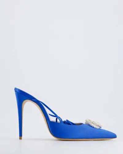 Shop Magda Butrym Silk Satin Heels In Blue