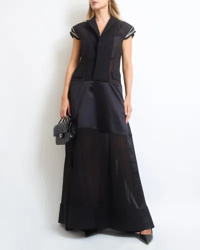 Shop Sacai Patchwork Gown With In Black