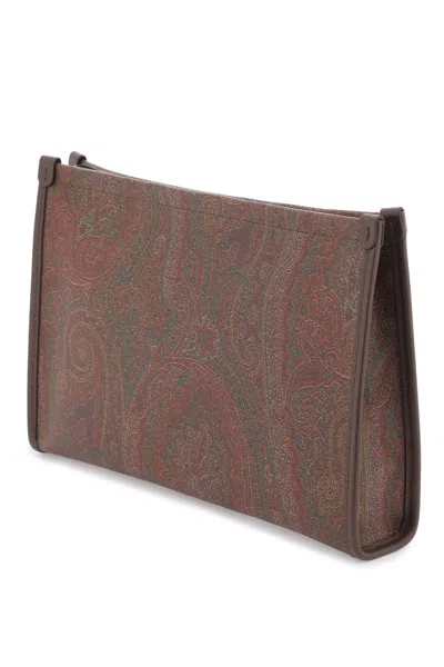 Shop Etro Paisley Pouch With Embroidery In 红色的