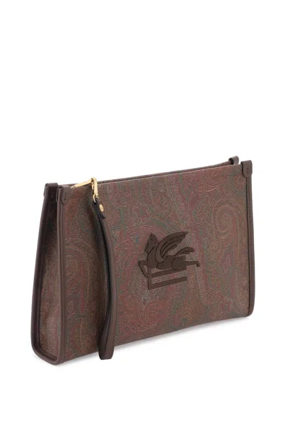 Shop Etro Paisley Pouch With Embroidery In 红色的