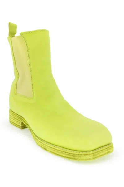 Shop Guidi Leather Chelsea Ankle Boots In Yellow