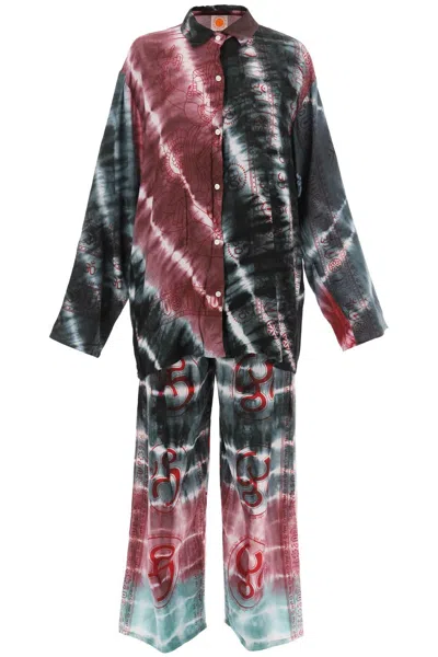 Shop Sun Chasers 'mantra' Cotton Shirt And Pants Set In 绿色的