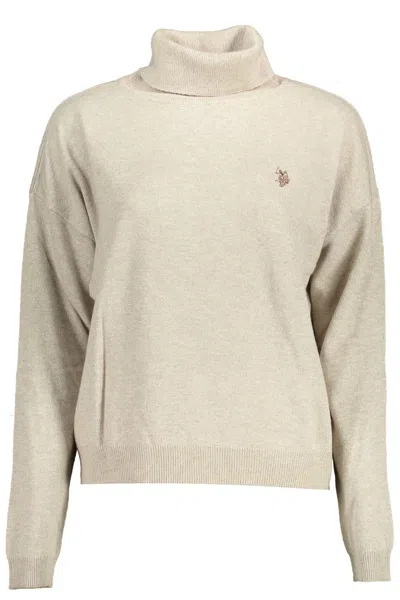 Shop U.s. Polo Assn U. S. Polo Assn. Chic Turtleneck With Elegant Women's Embroidery In Beige