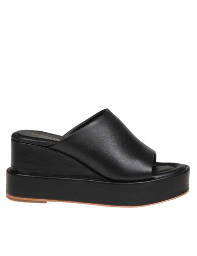 Shop Paloma Barceló Leather Wedge Sandal In Black