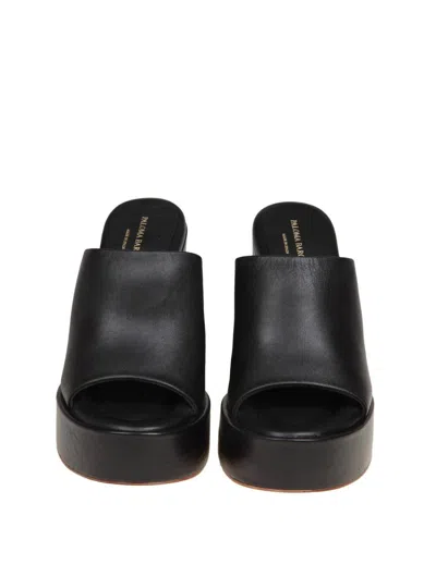 Shop Paloma Barceló Leather Wedge Sandal In Black