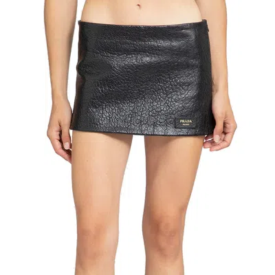 Shop Prada Leather Mini Skirt