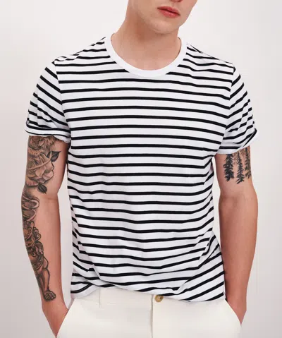 Shop Atm Anthony Thomas Melillo Classic Jersey Stripe Short Sleeve Crew Neck Tee In White-black