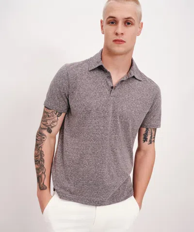 Shop Atm Anthony Thomas Melillo Heather Donegal Jersey Short Sleeve Polo In Heather Grey