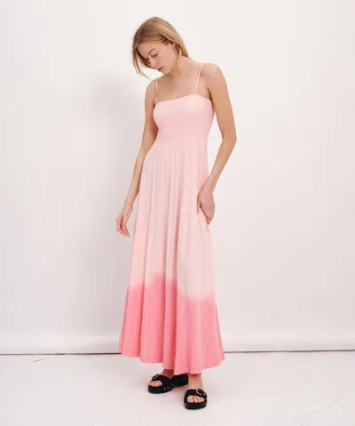 Shop Atm Anthony Thomas Melillo Slub Jersey With Tonal Dip Smocked Dress In Cherry Blossom Combo