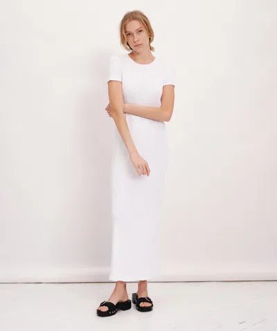 Shop Atm Anthony Thomas Melillo 4x2 Rib Short Sleeve Maxi Dress In White