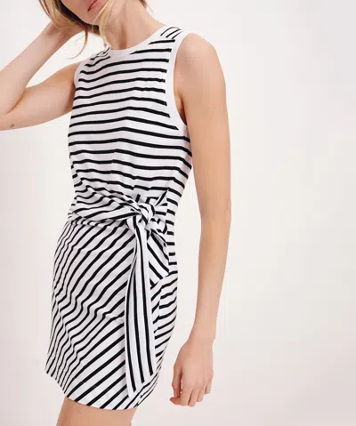 Shop Atm Anthony Thomas Melillo Classic Jersey Stripe Sleevless Twist Dress In White-black