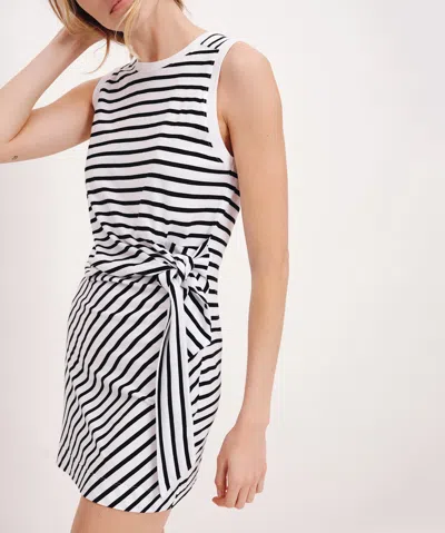 Atm Anthony Thomas Melillo Classic Jersey Stripe Twisted Sleeveless Mini Dress In White-black