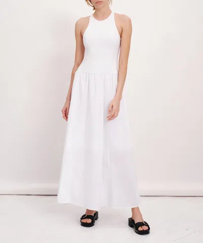 Atm Anthony Thomas Melillo Pima Cotton Mixed Media Sleeveless Maxi Dress In White