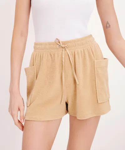 Shop Atm Anthony Thomas Melillo Towel Terry Patch Pocket Shorts In Sand Castle