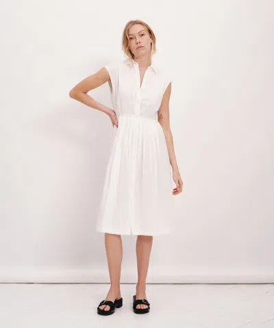 Shop Atm Anthony Thomas Melillo Cotton Voile Sleeveless Shirt Dress In White