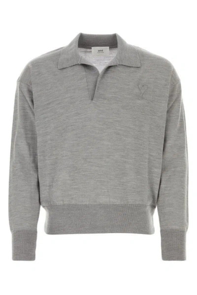 Shop Ami Alexandre Mattiussi Ami Unisex Grey Wool Sweater In Gray