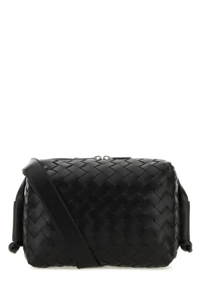 Shop Bottega Veneta Man Black Leather Loop Crossbody Bag
