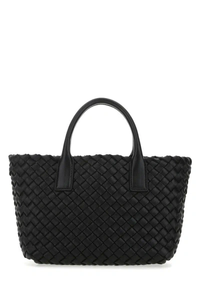 Shop Bottega Veneta Woman Black Leather Mini Cabat Handbag