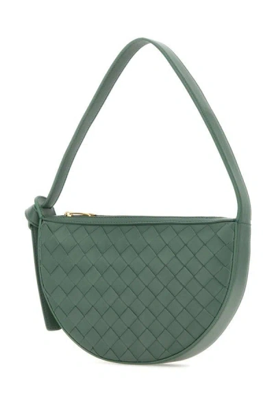 Shop Bottega Veneta Woman Sage Green Leather Mini Sunrise Shoulder Bag