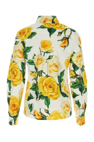 Shop Dolce & Gabbana Woman Printed Stretch Poplin Shirt In Multicolor