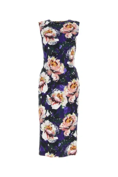 Shop Dolce & Gabbana Woman Printed Stretch Viscose Dress In Multicolor