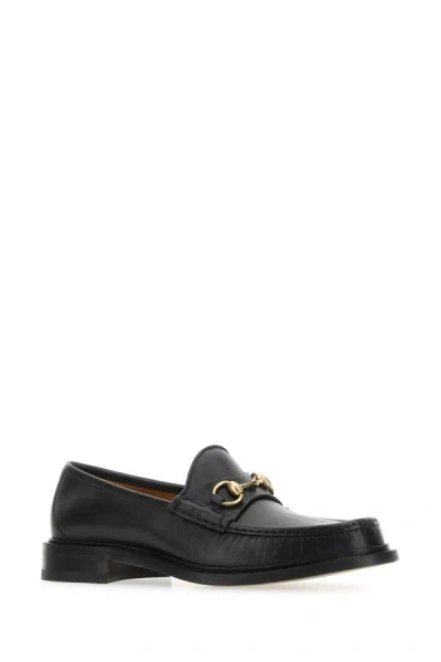 Shop Gucci Man Black Leather Loafers