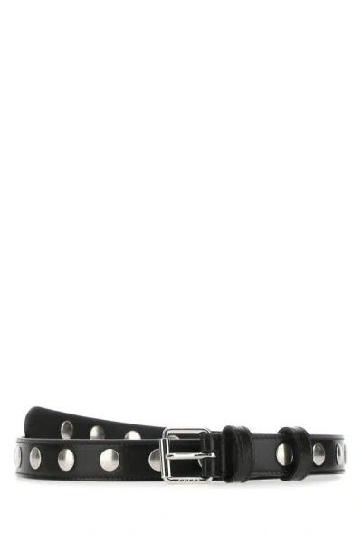 Gucci Adjustable Leather Belt With Silver Buckle In Black