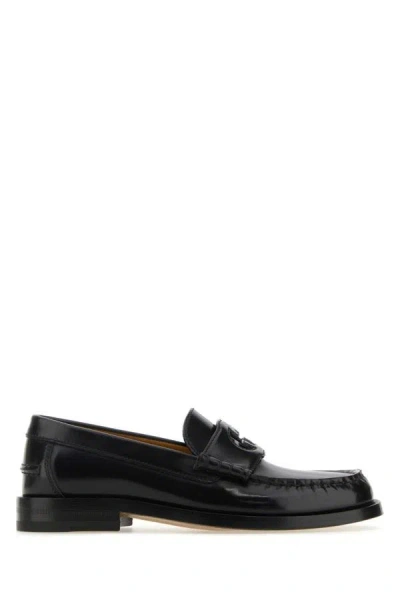 Shop Gucci Woman Black Leather Loafers