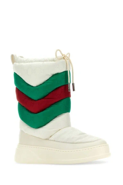 Shop Gucci Woman Chalk Fabric Boots In White