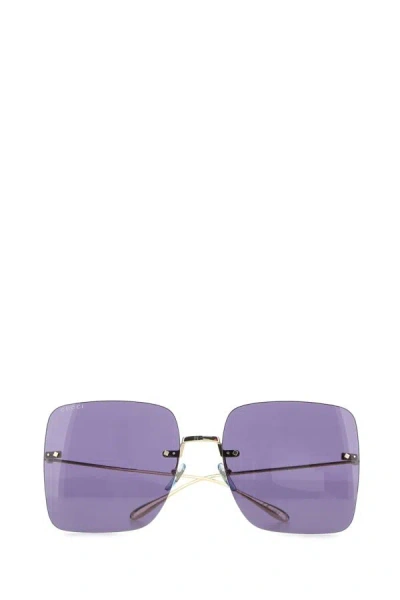 Gucci Square Metal Frame Sunglasses In Gold