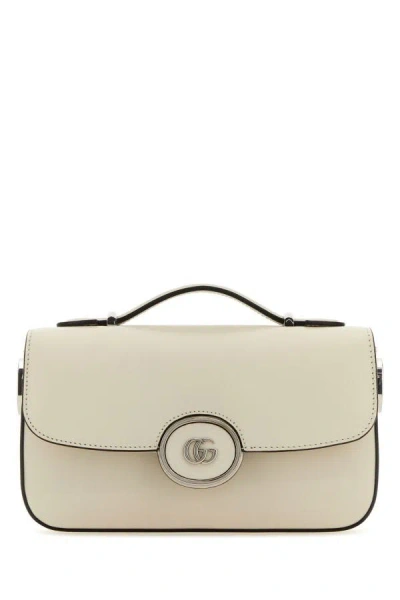 Shop Gucci Woman Ivory Leather Mini Petite Gg Handbag In White