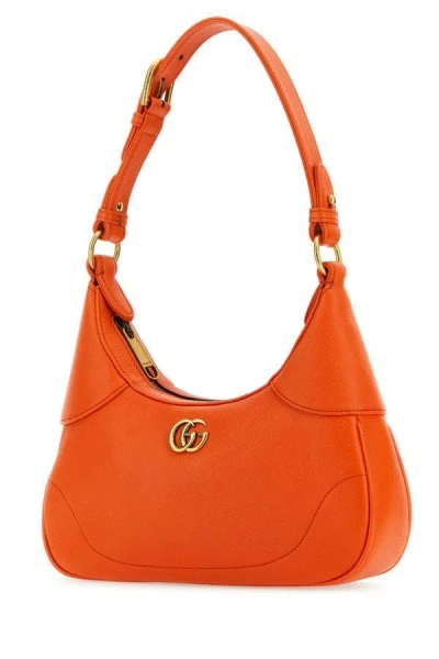 Shop Gucci Woman Orange Leather Small Aphrodite Handbag
