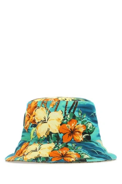 Shop Gucci Woman Printed Cotton Blend Hat In Multicolor