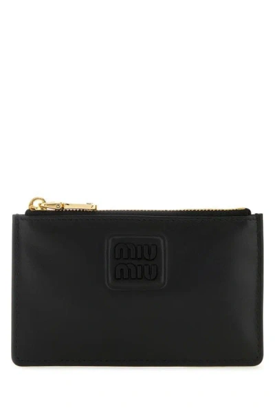 Shop Miu Miu Woman Black Leather Card Holder
