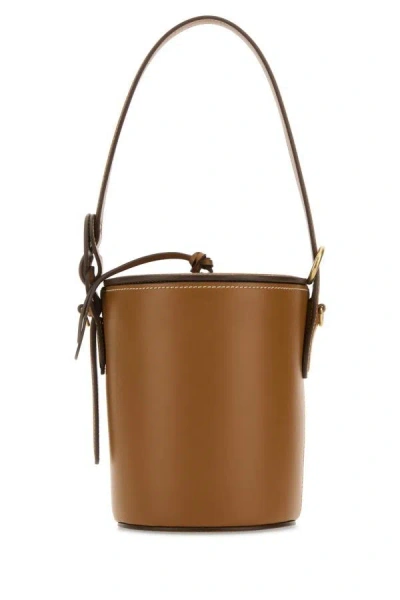 Shop Miu Miu Woman Caramel Leather Bucket Bag In Brown