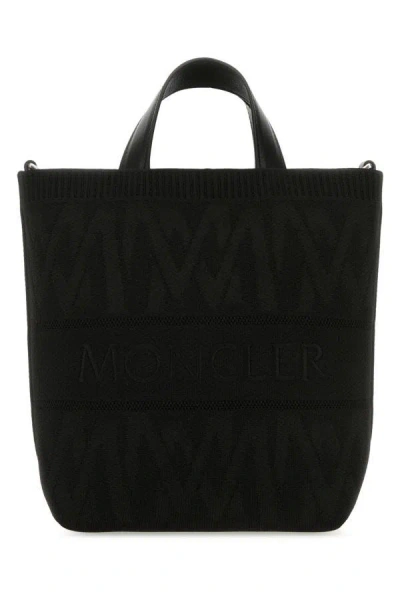 Shop Moncler Woman Black Fabric Mini Knit Handbag