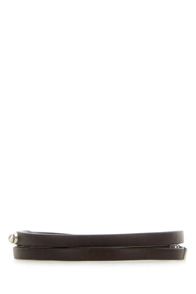 Shop Saint Laurent Man Dark Brown Leather Id Bracelet