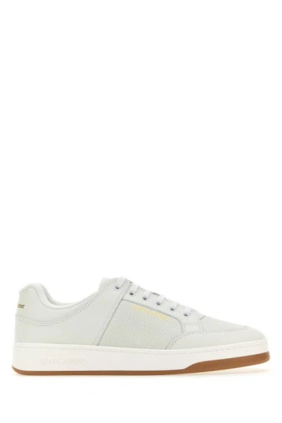 Shop Saint Laurent Man White Leather Sl/16 Sneakers