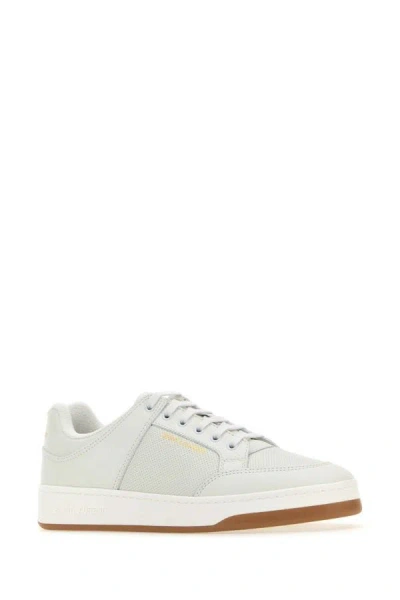 Shop Saint Laurent Man White Leather Sl/16 Sneakers