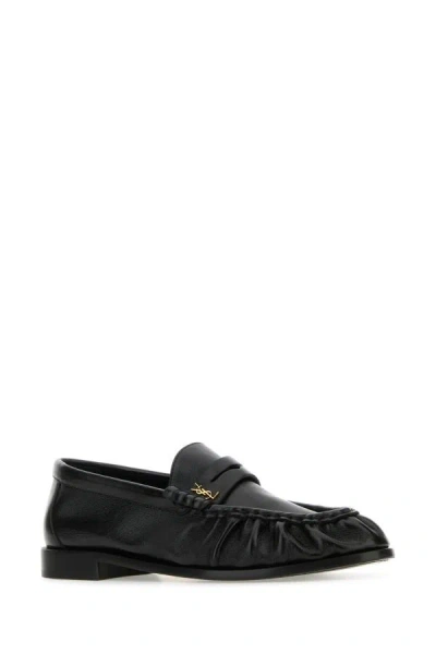 Shop Saint Laurent Woman Black Leather Le Loafer Loafers