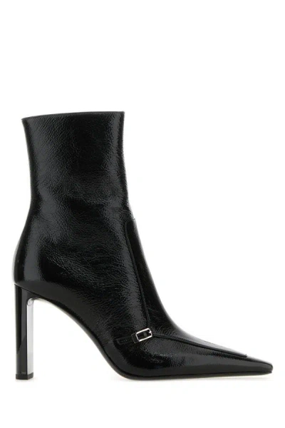 Shop Saint Laurent Woman Black Leather Vendome Ankle Boots