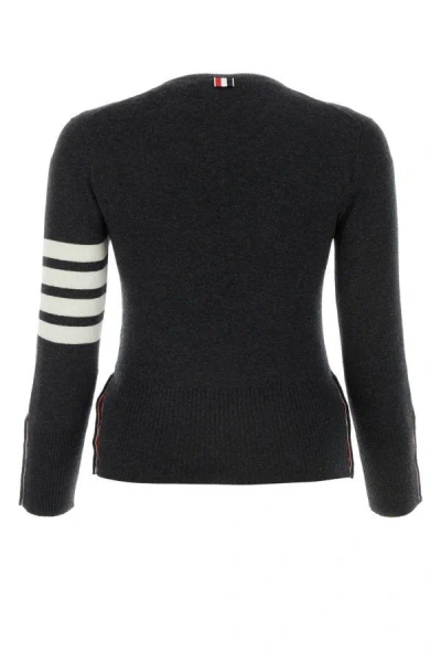 Shop Thom Browne Woman Charcoal Wool Sweater In Gray
