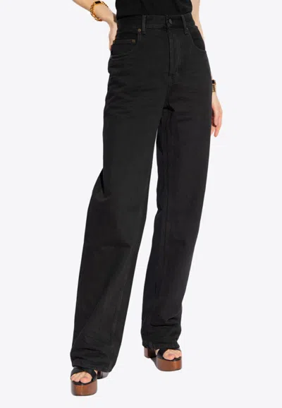 Shop Saint Laurent Basic Baggy Jeans In Black