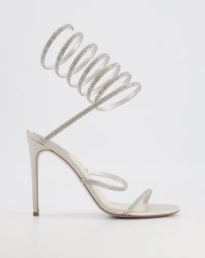 Shop René Caovilla Silver Diamanté Cleo Heels In Grey