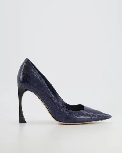 Shop Dior Navy Patent Leather Pumps In Blue