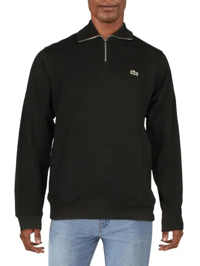 Shop Lacoste Mens 1/4 Zip Cozy Sweatshirt In Black