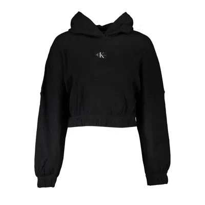 Shop Calvin Klein Elegant Long-sleeved Hooded Women's Sweater In Black