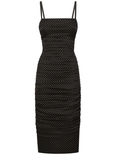 Shop Dolce & Gabbana Polka Dot Dress In Black