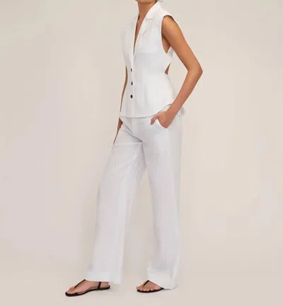 Shop Marissa Webb Theo Linen Double Waist Pant In Linen White